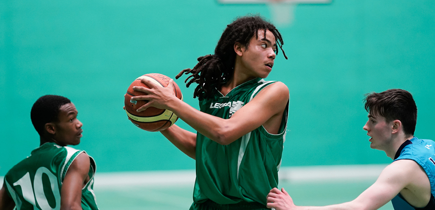 Students playing basketball